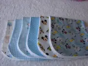 Pack of 6 Burp Cloths Mickey & Friends Blue Cotton Front Towelling Back Handmade