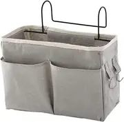 TEMPNAP Bedside Hanging Storage Organizer Multi Pocket Bed Organizer Basket for Stationery Books and Essentials No Drill for Bedside Desk Use Upgraded Grey Design
