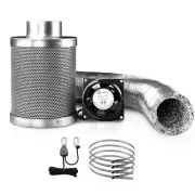 Green Fingers 6"Ventilation Kit Fan Hydroponics Grow Tent Kit Carbon Filter Duct