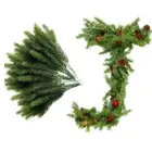 50Pcs Green Artificial Pine Branches Garlands Accessories Fake Craft Greenery