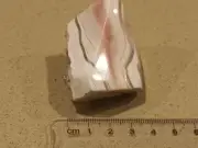 85 Gram Angular Freeform Pink, Grey And Off White Polished Agate Creek Agate. 5