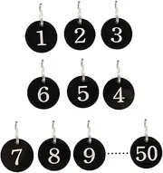 FOMIYES 50Pcs Acrylic Round Number Tag Rings for Hotels Malls Hollowed Key Tags Versatile Identification for Organizing Lines Counters