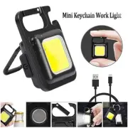 Mini COB LED Key Ring Flashlight Work Light Pocket Rechargeable Torch Camping AU