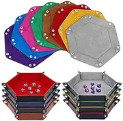 K.T. Fancy Dice Tray 8 Pieces Folding D&D Dice Tray Dice Holder Storage Box for Dice Rolling Tray PU Leather and Velvet