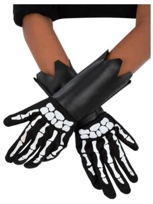 Child Halloween Black & White Skeleton Gauntlet Gloves Accessory