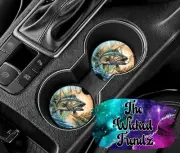 Fish Fishing Outdoorsman Hunting Car Coasters Set Of 2 Cup Holder Car Gift