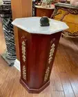 18" White Quartz Stone Round Coffee Table Top Unique End Corner Table Side Table