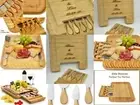 Bamboo Large Cutting Cheese Charcuterie Board 13" x 13" Personalized & Knife Set