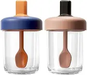 [DAHUITX] 2 Pack Overnight Oats Containers with Lids and Spoons, 13.5 oz Breakfast Yogurt Cup to Go, for Milk, Cereal, Oatmeal (Blue+Pink)