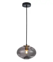 FOSSETTE Interior Dimpled Smoked/ Effect Glass Pendant Light- Oval
