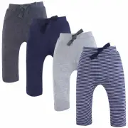 Touched by Nature Organic Harem Pants, 4-Pack, Navy and Gray