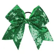 Green Sequin Bow Hair Ties for Girls Large Red Cheer Hair Bows Green,Red