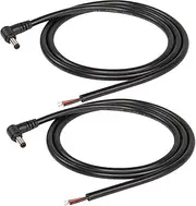SinLoon 2 Pack DC Extension Cable 90 Degree DC 5.5mm x 2.1mm Male to Bare Wire Open End Power Supply Replacement Repair Cable for Monitors LED Strip Light CCTV Camera