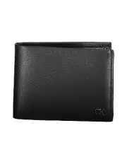 Calvin Klein Mens Black Leather Billfold Wallet - Wallets -Size One Size