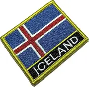 [BR44] BP0409NV01 Iceland Flag Embroidered Patch Gold Border Uniform Kart Kimono, Hook Fasteners Attach to Tactical Hats and Gears