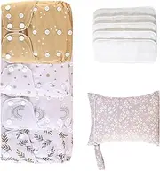 Cloth Baby Diapers | Adjustable Reusable Baby Cloth Diapers,Absorbent & Breathable Liners with 4 Inserts & 1 Wet Bag for Toddler Boys Girls
