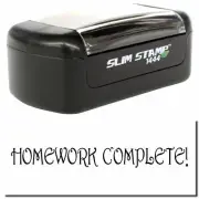 Slim Pre-Inked Homework Complete Stamp Size 1/2" Tall x 1-3/4" Wide
