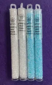 Miyuki 8/0 Seed Beads 4-pack 22g Tubes / Lacier Blue Lined Crystal + Crystal NEW