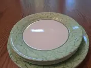 3 Corelle Dinner Plates Green Crackle 10",retired, FREE SHIPPING