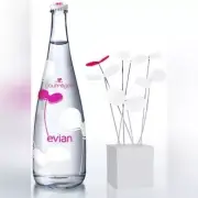 Evian Courreges 2012 Sealed New Designer Collectible Glass Water Bottle France