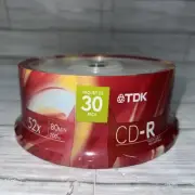 NEW ~ TDK CD-R 52x 30-Pack 80MIN 700MB Blank CDs Audio ~ Data