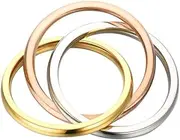 [YiyiLai] 1 Pack Interlocked 3 Colors Simple Stainless Steel Women Band Promise Rings