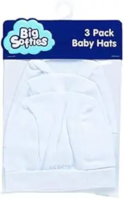 Big Softies Infant Cotton Hat 3 Piece Set, White, 3 Count