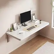 Wall Mounted Folding Computer Desk Floating Foldable Workbench Hanging Fold Down Kitchen Table Multi-Function Fold Wall Mounted Table(White,80x40cm/32x16in)