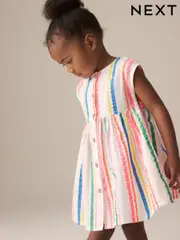 Rainbow Stripe Button Through Summer Dress (3mths-10yrs) (E88239) | $24 - $31