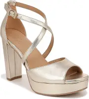 Naturalizer Women's Melody Ankle Strap Heeled Sandal 8, Champagne Leather