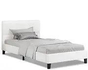 ALFORDSON Bed Frame Base King Single Size, Bed Platform Foundation with Boucle Upholstered Tufted Headboard for Mattress Topper, Platt Boucle White