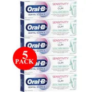 5 x Oral-B Sensitivity & Gum Extra Fresh Breath Soft Mint Toothpaste 90g