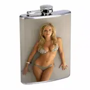 Detroit Pin up Girls D6 Flask 8oz Stainless Steel Hip Drinking Whiskey