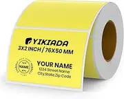 [YIKIADA] Yellow Direct Thermal Labels Vinyl 76 X 50 mm Self-Adhesive Rectangle Stickers Roll Waterproof Printer Decals Name Tag for QR Code DIY Office Address Pack of 500
