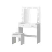 Oikiture Dressing Table Stool Makeup Mirror White 140.5cm Particle Board