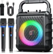 Karaoke Machine with 2 Wireless Microphones, Portable Bluetooth 5.3 Karaoke...