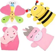 Toyvian 4Pcs Cartoon Bath Gloves for Exfoliating Body Shower Mitts Skin Friendly Washcloths for Cleansing and Relaxation for Fun Bathing Experience