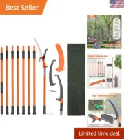 Manual Pole Saw, 7.3-27 ft Extendable Tree Pruner, Sharp Steel Blade and Scis...