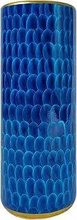 LANDCHY Luxurious Umbrella Stand Holder Umbrella Bucket Umbrella Rack Barrel Hand-painted Feather Theme Porcelain Ceramic Floor Vase Entryway Porch Indoor 24"High Peacock Blue