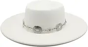 [Hcclijo] British Style Fedora Hats for Women 9.5CM Big Brim Belt Band Felt Jazz Hats Wedding Dress Formal Cap