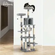 Petzly Cat Tree Tower Scratching Post Scratcher Condo Bed House 180cm Grey