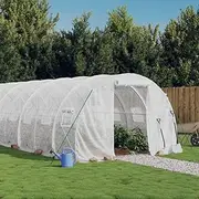 Large Walk in Greenhouse with Roll-up Zipper Door, Outdoor Green House, Greenhouse Tunnel, Portable Gardening Plant Hot House with PE Cover, Steel Frame, 2000 x 300 x 200 cm