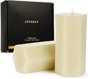 JONERAY Pure Natural Beeswax Pillar Candles -Ivory, 2x4Inch Smokeless Dripless Beeswax Candles, Unscented Candle(Pack of 2)
