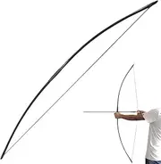 67 Inch Archery Traditional Longbow 25-120lbs Recurve Bow Hunting English Longbow for Right Hand Left Hand Adult Outdoor Sports (50 Lbs, Black)