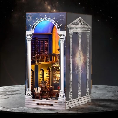 DIY Book Nook Kit – Celestial Library Room with LED – Miniature 3D Puzzle