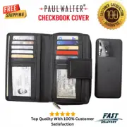 Genuine Leather Checkbook Cover Lady's/Mens Long Wallet