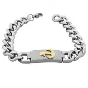 Stainless Steel Silver Yellow Gold Anchor Mens Classic Link Cuban Chain Bracelet
