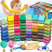 Air Dry Clay - 62 Colors Air Dry Magic Clay, DIY Molding Kids, with Sculpting Tools, Decoration Accessories, Kids Art Crafts