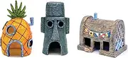 Penn-Plax Officially Licensed Spongebob Squarepants® Fish Tank Decorations | Spongebob’s Pineapple, Squidward Home, and The Crusty Crab Resin Figurines | Aquarium and Terrarium Décor