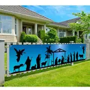 Manger Scene Religious Christmas Yard Signs-Holy Nativity Christmas Banner L
